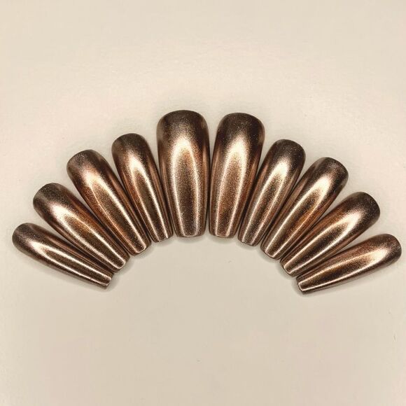 Peach Chrome Custom Press On Nails | High Quality Nails | Handmade - Picture 1 of 10